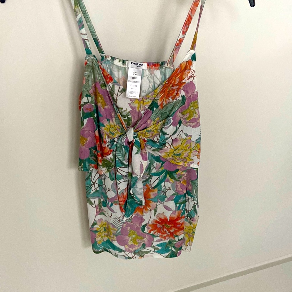 BEBE kids floral front tie top, going out top